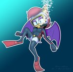 anthro clothing diving diving_mask diving_weights female flippers hair legwear mask red_hair scuba solo thigh_highs providedduck marie_the_bat bat mammal absurd_res hi_res