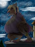 anklet anthro big_breasts breasts cleavage clothed clothing cloud female hair huge_breasts hyper hyper_breasts jewelry markings mole_(marking) moon night sky solo star leonkatlovre monica_(leonkatlovre) felid mammal prehistoric_species saber-toothed_tiger 3:4