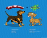 blue_background brown_body brown_fur comparison derp_eyes duo feral fur infographic pattern_background proud simple_background striped_background text tongue tongue_out kobi_lacroix canid canine canis dachshund domestic_dog hunting_dog mammal 2024 english_text