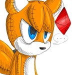 1:1 2009 2_tails ambiguous_gender angry antennae_(anatomy) anthro blue_eyes canid canine doll ellipsis fox girgrunny mammal mouthless multi_tail sega solo sonic_the_hedgehog_(series) speech_bubble stitch_(sewing) tail tails_doll zipper