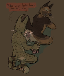 anal anal_prolapse anthro anus duo gape_fart gaping gaping_anus humiliation male male/male prolapse puffy_anus simple_background sloppy text openfracturesday canid canine canis domestic_dog felid feline german_shepherd herding_dog mammal pastoral_dog absurd_res digital_media_(artwork) english_text hi_res