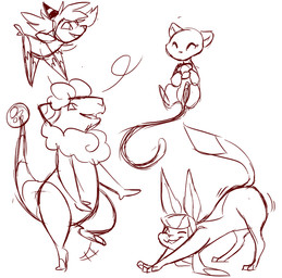 ambiguous_gender chatting clothing fangs feral food group hat headgear headwear muffin open_mouth party_hat paws simple_background stretching teeth white_background eclairscollection nintendo pokemon eeveelution flaaffy generation_1_pokemon generation_2_pokemon generation_4_pokemon glaceon legendary_pokemon mew_(pokemon) pokemon_(species) shaymin sky_forme_shaymin sketch