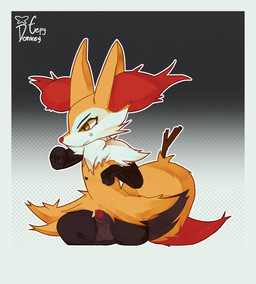 animal_genitalia animal_penis anthro balls big_balls black_body black_fur canine_genitalia canine_penis clothing covered_nipples dipstick_tail fur genitals half-erect handwear kneeling kneeling_on_ground latex latex_clothing latex_handwear latex_legwear latex_thigh_highs legwear looking_at_self male markings penis penis_tip red_body red_fur serious_face sheath simple_background solo stick tail tail_markings thigh_highs white_body white_fur yellow_body yellow_fur eepy_donkey nintendo pokemon braixen generation_6_pokemon pokemon_(species) hi_res