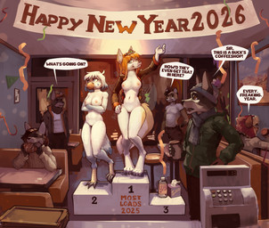 breasts comic_panel duo female female/female genitals group male public public_nudity vulva elie-s_den birdie_blue linahusky avian bird budgerigar canid canine canis domestic_dog humanoid husky loriinae mammal nordic_sled_dog parakeet parrot spitz true_parrot absurd_res hi_res