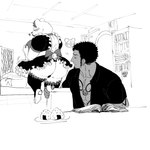 anthro belly big_butt blush butt clothed clothing crossdressing duo food maid_uniform male male/male onigiri overweight rice size_difference uniform upskirt nekokat42 one_piece bepo_(one_piece) trafalgar_law bear human mammal polar_bear ursine 1:1 hi_res monochrome