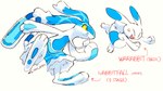 ambiguous_gender countershade_torso countershading duo eyes_closed feral open_mouth open_smile simple_background smile tail white_background white_body dahecksajerry beta_pokemon_games fakemon nintendo pokemon beta_pokemon_(species) lagomorph mammal warabbit