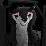 anthro clothed clothing ear_piercing eyebrow_piercing facial_markings facial_piercing head_markings lip_piercing male markings nose_piercing piercing red_eyes solo tear_(marking) 7xgrave rathma_(7xgrave) ghoul sergal undead 1:1 hi_res