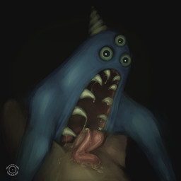 anthro between_legs clothing duo eye_contact genitals hat headgear headwear licking looking_at_another male male/male mawplay multi_eye oral party_hat penile penis penis_lick sex sharp_teeth teeth teratophilia tongue unusual_anatomy analog_vorer garten_of_banban nabnab arachnid arthropod clay_creature human humanoid mammal monster spider 1:1 hi_res