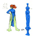 bottomless bottomless_female bound clothed clothing encasement female glistening glistening_clothing green_body hair latex latex_clothing orange_hair skimpy solo tight_clothing trapped serth westerly_(serth) amphibian frog hi_res