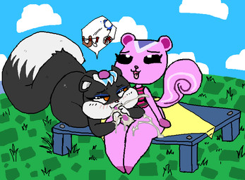 anthro bodily_fluids casual_sex cum detailed_background duo female genital_fluids genitals gynomorph gynomorph/female intersex intersex/female intraspecies oral outside outside_sex penis public public_nudity public_sex sex shortstack shortstack_female shortstack_gynomorph shortstack_intersex klutzatdusk roy_mccloud animal_crossing nintendo peanut_(animal_crossing) tasha_(animal_crossing) mammal rodent sciurid tree_squirrel 2018 digital_media_(artwork)