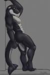2019 abs anthro butt cetacean dolphin hi_res leaning looking_at_viewer male mammal marine muscular muscular_anthro muscular_male nude oceanic_dolphin orca quival simple_background smile solo standing toothed_whale