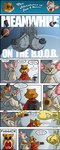 anthro beverage big_breasts black_eyes black_nose breasts coffee coffee_cup coffee_mug container cup devious_grin dialogue duo grin gun male pink_inner_ear profanity ranged_weapon smile space space_station spacecraft speech_bubble text vehicle weapon dutch_(artist) cricetid hamster mammal mouse murid murine rodent absurd_res comic english_text hi_res