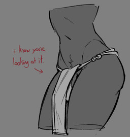 barely_visible_genitalia barely_visible_penis bottomwear bulge clothing directional_arrow genitals loincloth male penis slim solo text thick_thighs conditional_dnp remanedur anonymous_character humanoid english_text sketch