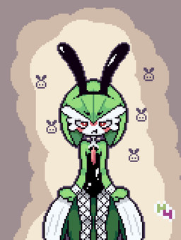angry bunny_costume clothing costume female fishnet_clothing fishnet_legwear flustered legwear simple_background solo hantanyaw44 nintendo pokemon gardevoir generation_3_pokemon humanoid pokemon_(species) absurd_res hi_res