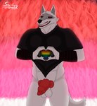 animal_genitalia animal_penis anthro balls blood blood_in_mouth bodily_fluids clothed clothing erection fire fire_background fur genitals heart_symbol knot lgbt_pride male partially_clothed penis pride_colors pride_heart rainbow_pride_colors rainbow_symbol red_eyes six-stripe_rainbow_pride_colors smile solo teeth sarkvy dreamworks puss_in_boots_(franchise) death_(puss_in_boots) canid canine canis mammal wolf absurd_res hi_res