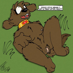 anthro bodily_fluids brown_body brown_fur casual_nudity female female/female fur genital_fluids genitals grass innocent_expression lying nipple_fetish nipple_play on_back paprika_c_lupis plant solo vaginal_fluids vulva yellow_eyes piperis bird_dog canid canine canis cocker_spaniel domestic_dog hunting_dog mammal spaniel 1:1