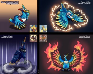 avian_feet beak blue_body electricity facial_markings feathered_crest feathered_wings feathers feet feral fire flying green_eyes head_crest head_markings male markings mask_(marking) membrane_(anatomy) solo tail tail_feathers toes transformation webbed_feet white_markings wings yellow_markings gyrotech nintendo pokemon fan_character thunk_(gyro) avian cramorant generation_8_pokemon pokemon_(species) absurd_res hi_res