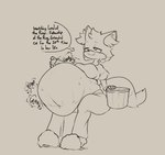 arctic_fox belly beverage big_belly bloated canid canine english_text fan_character female fox hi_res huge_belly mammal mature_female mello_the_fox overweight popcorn_bucket sega sinfullapis slightly_chubby soda sonic_the_hedgehog_(series) stuffing taut text true_fox weight_gain