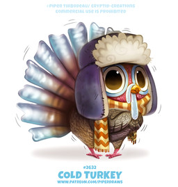 beak brown_body brown_eyes brown_feathers clothed clothing feathered_wings feathers feral hat headgear headwear humor male multicolored_body multicolored_feathers pun scarf shaking shivering simple_background solo text two_tone_body two_tone_feathers visual_pun white_background white_body white_feathers wings piper_thibodeau avian bird galliform phasianid turkey digital_media_(artwork) digital_painting_(artwork) english_text painting_(artwork) url
