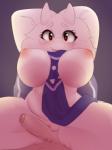 2016 3:4 anthro aoizuri big_breasts biped blush boss_monster_(undertale) bovid breasts caprine clothing cute_expression duo erection eyelashes female female_focus foreskin fur genitals grey_background hi_res horn humanoid_genitalia humanoid_penis looking_at_viewer male male/female mammal mostly_nude nipples penis pussy pussyjob red_eyes sex simple_background solo_focus toriel undertale undertale_(series) white_body white_fur