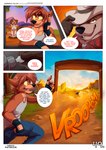 anthro austin_(kabscorner) breasts canid canine canis cassie_(kabscorner) claws clothed clothing comic dialogue dixon_(kabscorner) domestic_dog duo english_text female fingers floppy_ears hi_res kabscorner male mammal open_mouth plant text tree