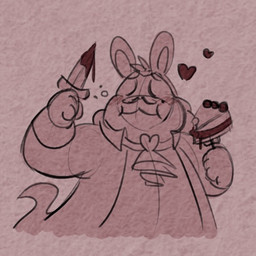 4_fingers anthro arms_bent black_eyebrows black_facial_hair black_mustache blush brown_background brown_clothing brown_cravat brown_hair brown_shirt brown_suit brown_topwear cake clothed clothed_anthro clothed_male clothing cravat dessert eating eating_cake eating_food eyebrows facial_hair fingers food food_on_knife fur glint grey_hair hair heart_symbol holding_fork holding_knife holding_object jelly_(food) knife light long_ears long_hair male male_anthro markings mole_(marking) mustache noseless overweight overweight_anthro overweight_male shirt simple_background solo suit thin_eyebrows topwear randomrabbidramblings mario_bros mario_plus_rabbids_kingdom_battle nintendo raving_rabbids rayman_(series) ubisoft phantom_of_the_bwahpera ghost hybrid lagomorph mammal rabbid spirit 2023 crossover digital_drawing_(artwork) digital_media_(artwork) english_description half-length_portrait portrait sketch