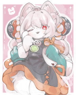 accessory ahoge anthro biped clothed clothing dress ear_piercing ear_ring eyelashes female female_anthro front_view fully_clothed fur hair hair_accessory inner_ear_fluff kemono long_hair looking_at_viewer monotone_body monotone_fur monotone_hair one_eye_closed piercing pink_background pupils red_eyes ring_piercing simple_background solo tongue tongue_out tuft white_body white_ears white_fur white_hair white_inner_ear white_inner_ear_fluff white_pupils wink young young_anthro young_female blair_(pixiv) mihoyo zenless_zone_zero zhao_(zenless_zone_zero) lagomorph leporid mammal rabbit 2025 4:5 absurd_res colored digital_media_(artwork) hi_res portrait shaded three-quarter_portrait adult_(lore)