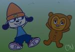 clothed clothing duo footwear shoes gasterkei parappa_the_rapper sony_corporation sony_interactive_entertainment parappa pj_berri bear canid canine canis domestic_dog mammal