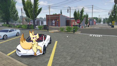 anthro breasts car female genitals nude outside presenting public public_nudity slightly_chubby solo vehicle vulva fiqu ford ford_mustang roblox tesla_(brand) canid canine fennec_fox fox mammal true_fox 16:9 hi_res widescreen