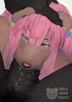 anthro big_penis duo eye_roll female genitals hair hand_on_head huge_penetration huge_penis male male/female penetration penis pink_hair pushing_down simple_background stretched_mouth submissive submissive_anthro submissive_female text thick_penis vein veiny_penis white_background milkbearbunny rina_(milkbearbunny) bear mammal english_text hi_res male_(lore)