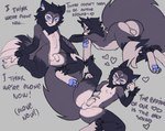 anthro anus ass_up balls bedroom_eyes black_body black_fur black_hair blue_pawpads butt cutaway dialogue erection femboy fluffy fluffy_tail fur genitals grey_body grey_fur hair half-closed_eyes heart_symbol humanoid_genitalia humanoid_penis inviting lyrics male mane mane_hair narrowed_eyes nude open_mouth open_smile pawpads paws penis presenting presenting_hindquarters presenting_penis raised_leg seductive smile smirk smug smug_face solo tail text shadowbane_(artist) tiffany_(musician) lotus_(oolongmatchatea) domestic_cat felid feline felis mammal absurd_res english_text hi_res