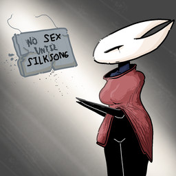 biped black_body black_bottomwear black_clothing black_outline black_pants black_text bodily_fluids bottomwear breasts cloak clothing dust female hairless horn light light_beam long_arms long_legs medium_breasts outline pants raised_hand red_cloak red_clothing sign solo tears text white_head alberto_omega hollow_knight:_silksong hollow_knight_(franchise) team_cherry hornet_(hollow_knight) arthropod humanoid 1:1 2025 english_text