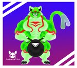 4_ears abs anthro balls big_balls big_tail bulge claws clothed clothing genitals green_body huhu jhonyl male marks_on_body multi_ear muscular pecs red_mark sharp_teeth smile solo tail teeth underwear jdbo-arts demigod hi_res