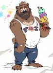 anthro beard bottomwear clothed clothing dessert facial_hair food fully_clothed ice_cream male muscular muscular_anthro muscular_male pants shirt solo tank_top topwear super-tuler bear mammal 2017 compression_artifacts digital_media_(artwork) hi_res