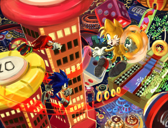 anthro blue_body blue_eyes blue_fur building clothing d6 detailed_background dice flying footwear fur gliding gloves green_eyes grin group handwear male motion_lines open_mouth open_smile poker_chip red_body red_fur running shoes smile white_body white_fur yellow_body yellow_fur leonsofi sega sonic_the_hedgehog_(series) knuckles_the_echidna miles_prower sonic_the_hedgehog canid canine echidna eulipotyphlan fox hedgehog mammal monotreme 2019 digital_media_(artwork) hi_res