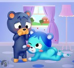 anthro blue_body blue_fur butt duo female fur male male/female masturbation young young_anthro takaneru animal_crossing nintendo bluebear_(animal_crossing) poncho_(animal_crossing) bear mammal absurd_res hi_res