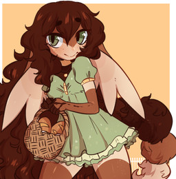 anthro basket bread bread_loaf clothing container female food green_eyes solo aoizuri mammal 2020 hi_res