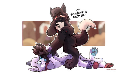 black_body black_fur blue_nose blue_tongue blurred_background collar duo_focus excitation excited excited_face feet foot_fetish foot_focus foot_in_face foot_lick foot_play fur grey_body grey_fur group licking male pawpads red_eyes text tongue tongue_out conditional_dnp sadcat16hrz patreon douglas_cat kurai_(sgtmiller1233) 16:9 4k absurd_res hi_res painting_(artwork) shaded url widescreen