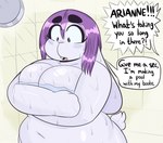 anthro bathing belly big_belly big_breasts blush blush_stickers breasts covering covering_breasts dialogue female floppy_ears fur hair huge_breasts inside lop_ears navel nude offscreen_character open_mouth overweight overweight_anthro overweight_female purple_eyes purple_hair short_tail shower shower_head showering slightly_chubby slightly_chubby_anthro slightly_chubby_female solo speech_bubble standing tail text tongue water wet wet_hair white_body white_fur white_tail wide_hips yelling blitzyflair arianne_(blitzyflair) lagomorph leporid mammal rabbit 2024 digital_drawing_(artwork) digital_media_(artwork) english_text hi_res