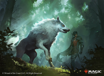 ambiguous_gender armor cape clothing detailed_background duo feral forest fur grass green_cape green_clothing grey_body grey_fur looking_away low-angle_view male plant scabbard shrub tail text tree narendra_bintara_adi final_fantasy_xvi hasbro magic:_the_gathering wizards_of_the_coast goetz_(final_fantasy_xvi) torgal_(final_fantasy_xvi) canid human mammal absurd_res english_text hi_res official_art