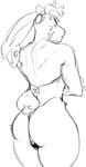 anthro bunny_costume butt clothing costume g-string hi_res lagomorph leporid male mammal monochrome muscular nolansnsfw playboy_bunny rabbit sketch solo thick_thighs underwear