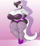 anthro big_breasts breast_expansion breasts bulging_breasts clothing desdemona_(fireorca) domestic_cat expansion felid feline felis female footwear growth growth_drive hi_res high_heeled_shoes high_heeled_sneakers high_heels huge_breasts hyper hyper_breasts jaeh mammal shoes sneakers solo