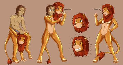 3_toes 5_fingers anthro anthrofied basic_sequence biped clothing dialogue emanata eyes_closed featureless_chest featureless_crotch feet fingerless_(marking) fingers glistening glistening_body hair human_to_anthro humanoid_hands latex latex_clothing latex_skinsuit male male_anthro male_human mane navel orange_body simple_background skinsuit smile solo species_transformation standing suit_transformation suiting tail tail_tuft text tight_clothing toeless_(marking) toes transformation transformation_sequence tuft yellow_sclera dsaprox disney the_lion_king darkjaguar01 simba_(the_lion_king) felid human latex_creature lion mammal pantherine 2017 digital_media_(artwork) english_text hi_res sequence warm_colors