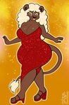 anthro breasts clothing dress female makeup solo colty8 ractoons katia_(colty8) felid lion mammal pantherine hi_res