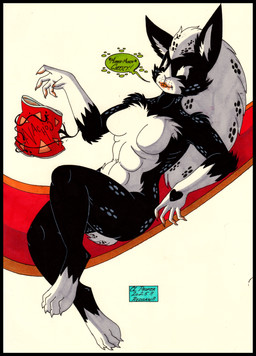 4_toes 5_fingers anthro belly black_body black_border black_fur border breasts claws featureless_breasts featureless_crotch feet female fingers fur gloves_(marking) hair heart_(marking) leg_markings markings no_pupils nude paws simple_background smile socks_(marking) solo speech_bubble spots spotted_body spotted_fur tail teeth text toe_claws toes white_background white_belly white_body white_fur white_hair white_sclera white_tail cougar_leon marvel hysteria_klyntar alien humanoid lagomorph leporid mammal rabbit symbiote 2025 absurd_res artist_name english_text hi_res marker_(artwork) signature traditional_media_(artwork)