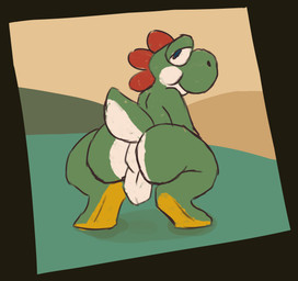 anthro backsack balls big_butt bouncing_balls butt genitals green_body looking_at_viewer looking_back looking_back_at_viewer male multicolored_body narrowed_eyes non-mammal_balls nude rear_view shell short_tail smile solo tail twerking two_tone_body white_body dakota64 mario_bros nintendo green_yoshi yoshi 2d_animation animated frame_by_frame