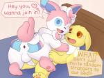 anus balls butt dialogue duo erection feral genitals inviting male male/male penis sex simple_background spread_anus spreading talking_to_viewer text infinitydoom nintendo pokemon eeveelution generation_1_pokemon generation_6_pokemon jolteon pokemon_(species) sylveon 4:3 english_text