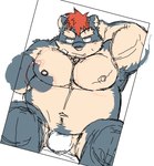 anthro asian_clothing belly clothing cute_fangs east_asian_clothing fundoshi japanese_clothing kemono male moobs nipples overweight overweight_male sitting solo underwear white_clothing white_fundoshi white_underwear diru11 bear mammal 2021 hi_res sketch