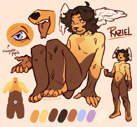 anthro featureless_crotch fingerless_(marking) forked_tongue head_wings nude solo tongue triangle_pupils unusual_wing_placement wings kyrosh mammal unknown_species hi_res model_sheet