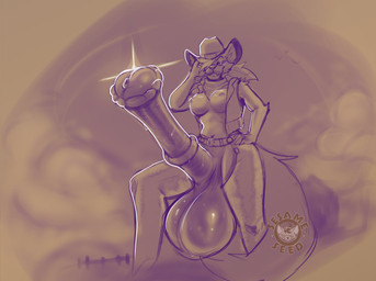 animal_genitalia animal_penis anthro balls big_balls big_penis bodily_fluids clothing cowboy cowboy_hat equine_genitalia equine_penis genitals gynomorph hat headgear headwear huge_balls huge_penis hyper hyper_balls hyper_genitalia hyper_penis intersex outside penis simple_background solo sweat sweaty_genitalia sesameseed canid canine equid equine fox mammal
